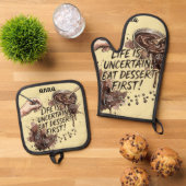 Chocolate Pudding Dag-Funny Pudding O'Clock Ovenwant & Pannenlap Set (Top down)