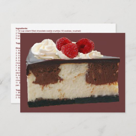 Chocolate Raspberry Cheesecake Recipe Kaart (Voorkant / Achterkant)