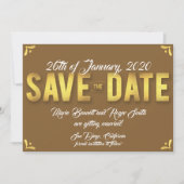 Chocolate Save the Date Card with Gold Foil (Voorkant)
