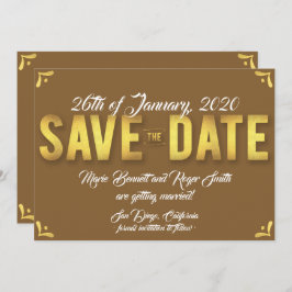 Chocolate Save the Date Card with Gold Foil