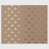 Chocolate Sepia Gold Metallic Fleur-de-lis Cadeaupapier (Vlak)