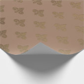 Chocolate Sepia Gold Metallic Fleur-de-lis Cadeaupapier (Hoek)