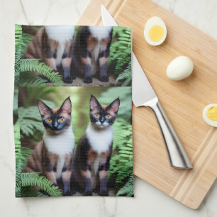 Chocolate Siamese Cat Twins, Dish Towel Theedoek