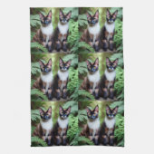 Chocolate Siamese Cat Twins, Dish Towel Theedoek (Verticaal)