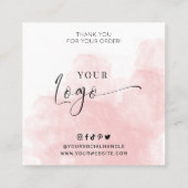 Chocolate Smash Heart Care Guide Roze Waterverf Vierkante Visitekaartje (Achterkant)