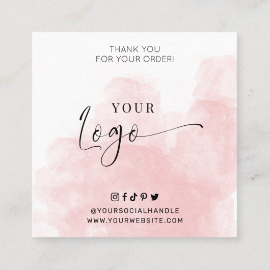 Chocolate Smash Heart Care Guide Roze Waterverf Vierkante Visitekaartje (Achterkant)