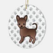 Chocolate Smooth Coat Chihuahua Cartoon Dog & Paws Keramisch Ornament (Links)
