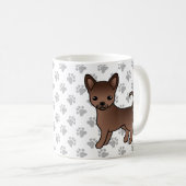 Chocolate Smooth Coat Chihuahua Cartoon Dog & Paws Koffiemok (Voorkant rechts)
