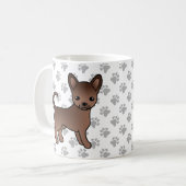 Chocolate Smooth Coat Chihuahua Cartoon Dog & Paws Koffiemok (Voorkant links)