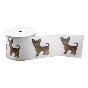 Chocolate Smooth Coat Chihuahua Cute Cartoon Dog Satijnen Lint