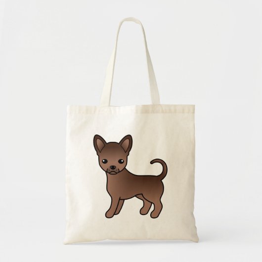 Chocolate Smooth Coat Chihuahua Cute Cartoon Dog Tote Bag (Voorkant)