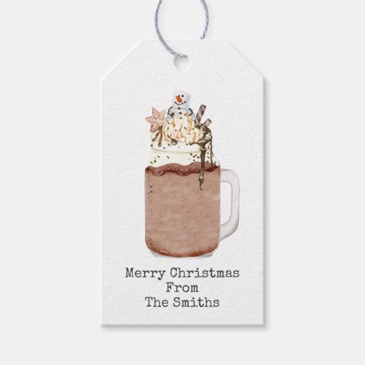Chocolate Snowman Mason Jar Milkshake Kerstmis Cadeaulabel (Voorkant)