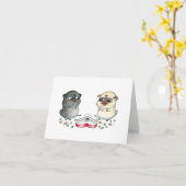 Chocolate Standoff Pug Valentijn Kaart (Gele Bloem)