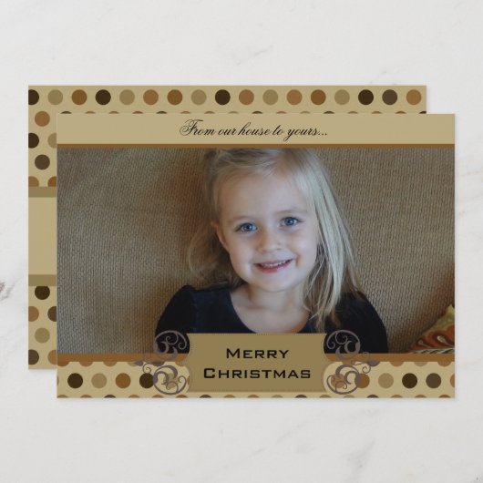 Chocolate Stippen Custom Photo Holiday Kaart (Voorkant / Achterkant)