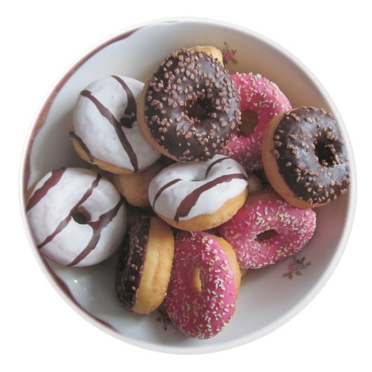 Chocolate Strawberry Donuts met sprinkhaan Keramische Knop (Voorkant)