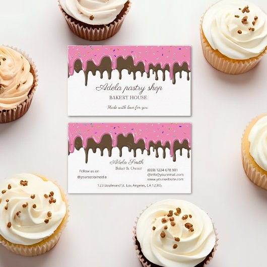 Chocolate strawberry Frosting Drip Visitekaartje