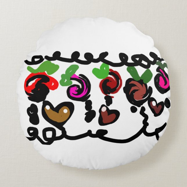 Chocolate Strawberry's valentine  Rond Kussen (Voorkant)
