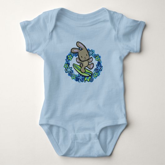 Chocolate Surfing Bunny Baby T-Shirts (Voorkant)