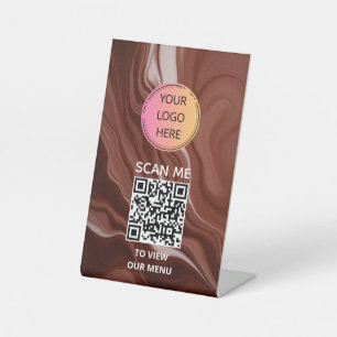 Chocolate Swirl QR Menu Sign Reclamebord Met Voetstuk
