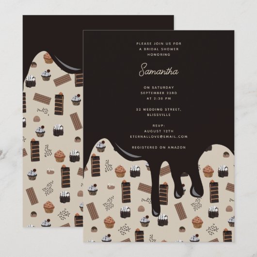 Chocolate Theme Pattern Vrijgezellenfeest Kaart (Voorkant / Achterkant)