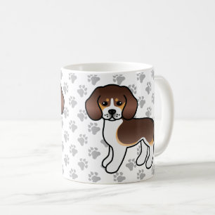 Chocolate Tricolor Beagle Cartoon Hond & Pooten Koffiemok