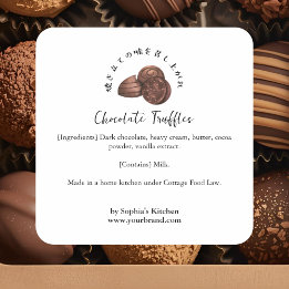 Chocolate Truffles Watercolor Bakery Ingredient Vierkante Sticker