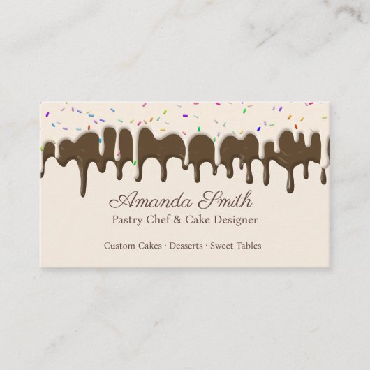 Chocolate & Vanilla Confetti Frosting Drip  Visitekaartje (Voorkant)