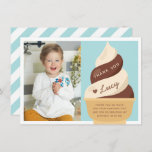 Chocolate Vanilla Ice Cream Kids Birthday Foto Bedankkaart<br><div class="desc">Deze schattige schrijfkaarten zijn ontworpen om aan te sluiten bij de uitnodigingen van de verjaardagsfeestjes van onze kinderen voor zacht serverijs. Ze bevatten een chocolade en vanilla zachte serverklikkegel met "dank u" en een teken in een schattig retro lettertype. Personaliseer met een foto van de verjaardagspartij en een voorgedrukt bericht....</div>