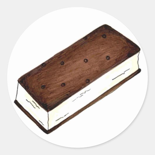 Chocolate Vanilla Ice Cream Sandwich Food Dessert Ronde Sticker (Voorkant)