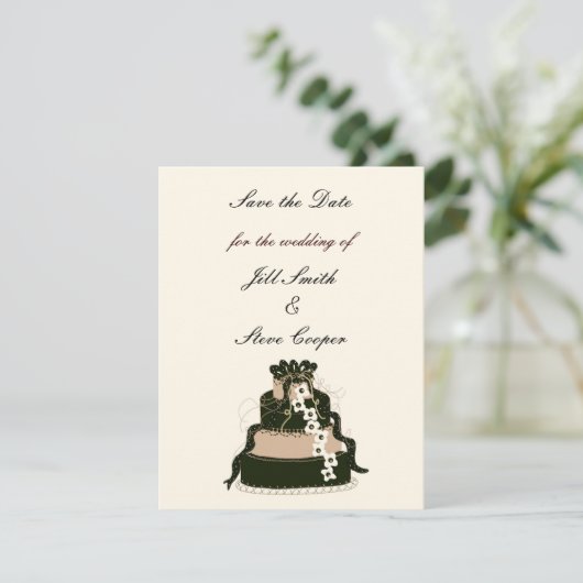 Chocolate Wedding Cake Save the Date (Staand voorkant)