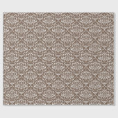 Chocolate White Damask-patroon Cadeaupapier (Vlak)