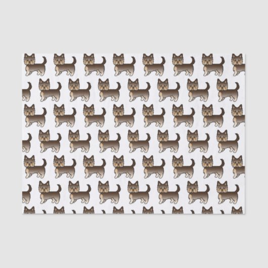 Chocolate Yorkshire Terrier Cute Dog Pattern Tissuepapier (Voorkant)