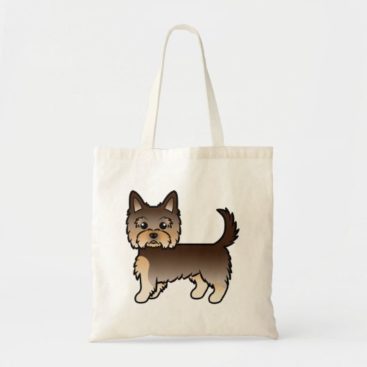 Chocolate Yorkshire Terrier Yorkie Cartoon Dog Tote Bag (Voorkant)