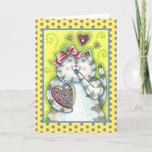 CHOCOLATES UIT DE SECRET ADMIRER VAN KITTEN, VALEN FEESTDAGEN KAART (Voorkant)