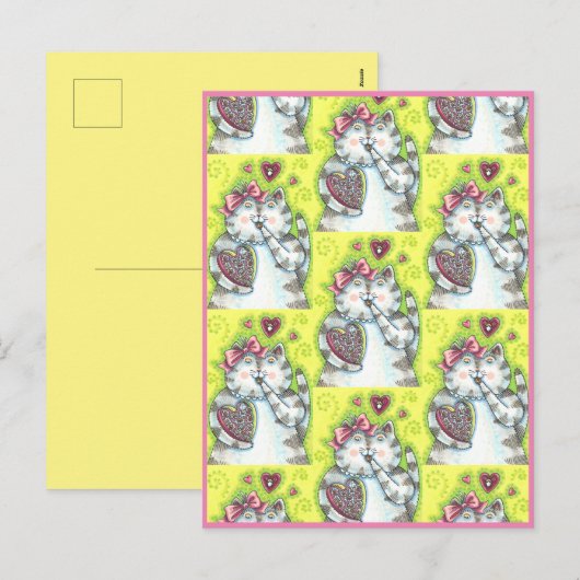 CHOCOLATES UIT DE SECRET ADMIRER VAN KITTEN, VALEN FEESTDAGENKAART (Voorkant / Achterkant)
