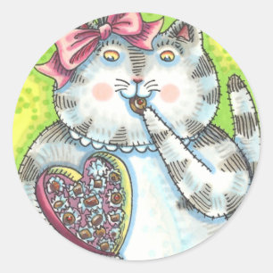CHOCOLATES UIT DE SECRET ADMIRER VAN KITTEN, VALEN RONDE STICKER