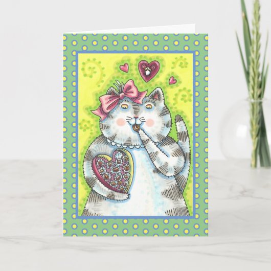 CHOCOLATES VAN DE SECRET ADMIRER VAN KITTEN, VALEN FEESTDAGEN KAART (Voorkant)