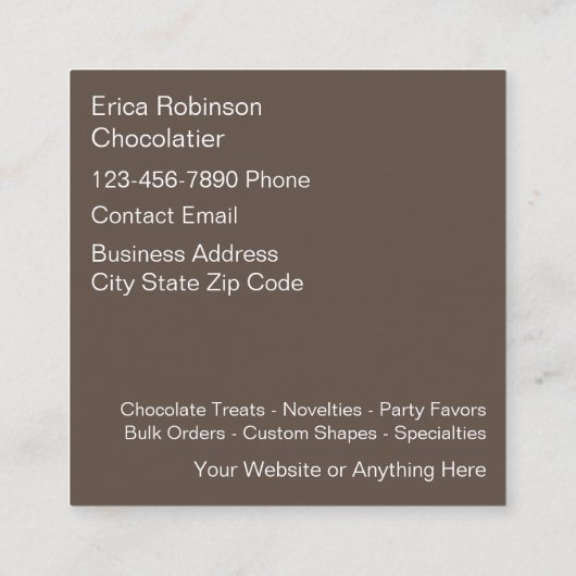 Chocolatier Cadeauspecialiteiten Visitekaartjes (Achterkant)
