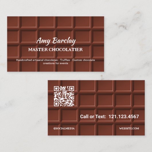 Chocolatier Custom QR Visitekaartje (Voorkant / Achterkant)