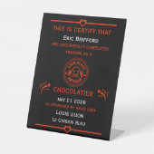 Chocolatier Maker-certificaat Reclamebord Met Voetstuk (Voorkant)