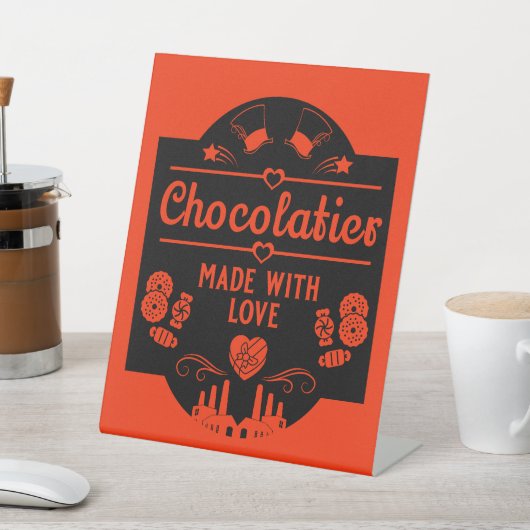Chocolatier Maker Reclamebord Met Voetstuk (Insitu)