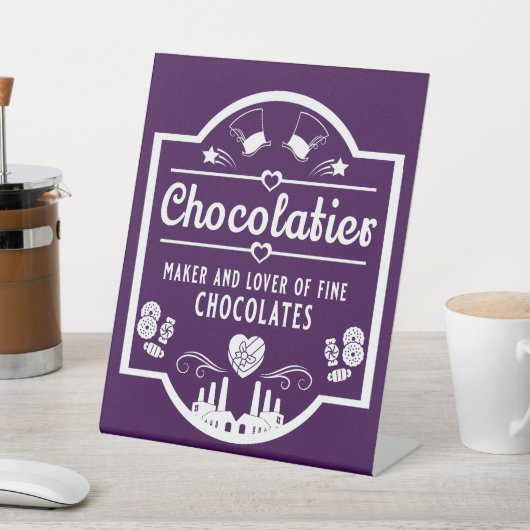 Chocolatier Maker Reclamebord Met Voetstuk (Insitu)