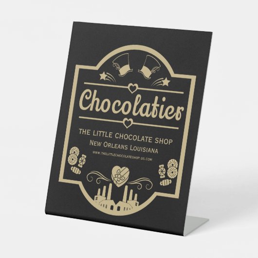 Chocolatier Maker Reclamebord Met Voetstuk (Voorkant)
