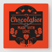Chocolatier Maker Vierkante Klok (Voorkant)