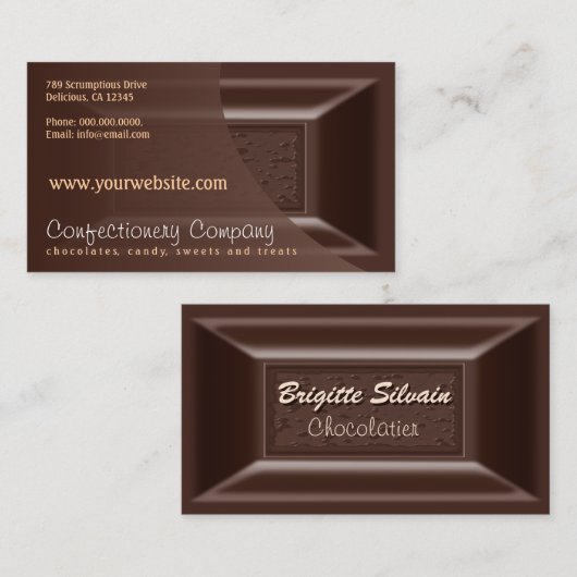 Chocolatier Visitekaartjes Creamy Dark Chocolate (Voorkant / Achterkant)