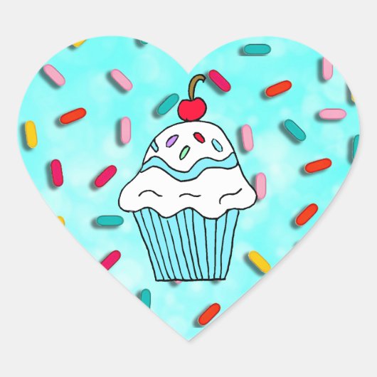 Chocolats Cupcake met Snoep Sprinkles Hart Sticker (Voorkant)