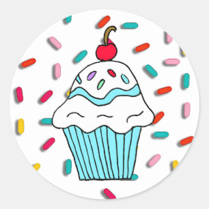 Chocolats Cupcake met Snoep Sprinkles Ronde Sticker