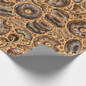 Chocolete donuts met spruitjes patroon cadeaupapier (Hoek)