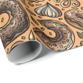 Chocolete donuts met spruitjes patroon cadeaupapier (Rol Hoek)