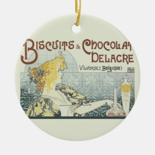 Chocoloate Art Nouveau Keramisch Ornament
